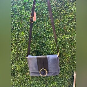 Nino Bossi Italian Stylish Blue and Black leather Women's Bag